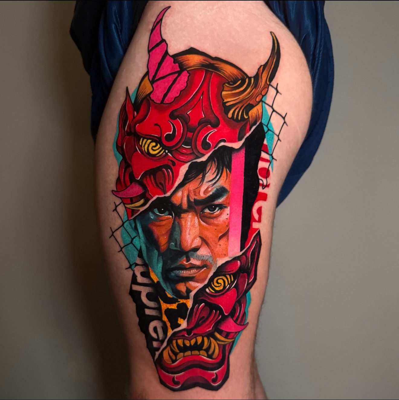 Red devil mashup tattoo
