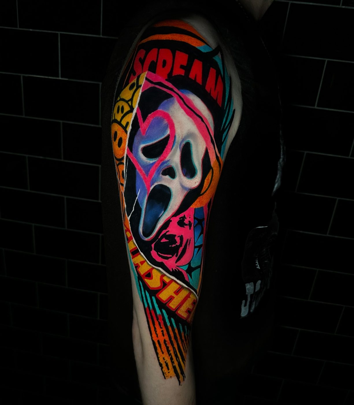 Scream colour mashup tattoo